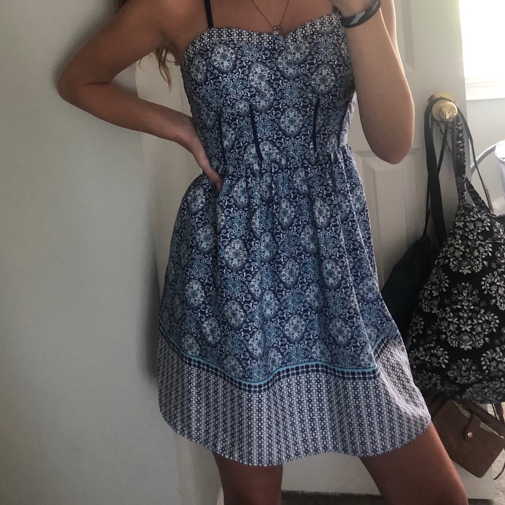 Blue patterned dress
